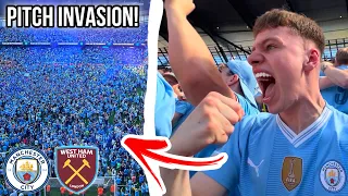The Moment FANS INVADE THE PITCH As Manchester City Win 4 PREMIER LEAGUE TITLES IN A ROW!