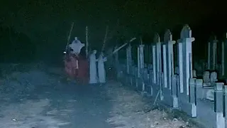 Ghost carrying sedan chair, scary and supernatural video in the cemetery at night 20240129