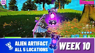 All 5 Alien Artifact Locations for Week 10 | Collect Them ALL | Fortnite Chapter 2 Season 7