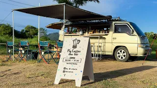 ASMR Cafe Vlog Mini Coffee Shop DIY Van Modified Mobile Bar Easy Kopi Street Food Truck Ideas