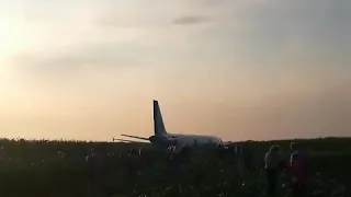 Пилот посадил самолёт А321 прямо в открытом поле