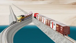 Impossible Rail Crossing Tracks vs Trains Crossing - Beamng Drive