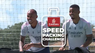 Emirates Speed Packing Challenge | Gabriel Jesus, Gabriel Magalhães, Gabriel Martinelli, Nico Pepe
