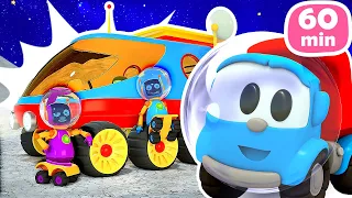 1 HEURE de dessin animé avec Léo le camion. Un voyage sur la Lune. Voitures pour enfants