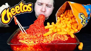 FLAMIN' HOT CHEETOS NOODLES • Mukbang & Recipe