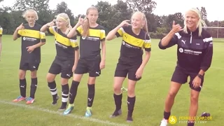 Pernille Harder Football Camp dancing with Razak Pimpong