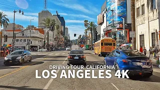 [4K] LOS ANGELES - Driving Los Angeles Sunset Blvd, Hollywood Blvd & Santa Monica Blvd, California