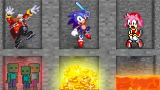 Minecraft Saving Hamood: Sonic, Eggman and Amy Mining Diamonds, Gold Ingot in Minecraft