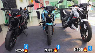 2024 BLUETOOTH📲 Bajaj Pulsar N250 vs N160 vs N150 Full Detailed Comparison & Onroad PRICE Details