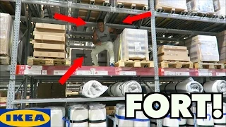 24 HOUR OVERNIGHT IKEA FORT & TOILET PAPER FORT FAIL!! (CAUGHT BY SECURITY)