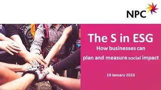 The S in ESG: How businesses can plan and measure social impact (NPC event)