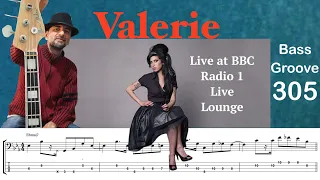 VALERIE (Amy Winehouse) How to Play Bass Groove Cover with Score & Tab Lesson