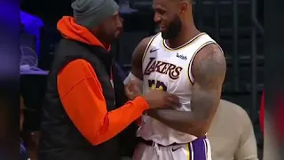 Kobe Bryant Hugging Lebron James Pre-game @ Staples Center