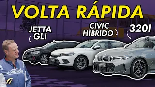 CIVIC HÍBRIDO X NOVO JETTA GLI X BMW 320I! Qual sedã leva a melhor na Volta Rápida?