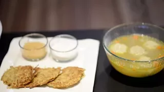 Gluten Free Matzoh Ball Soup + Potato Latkes