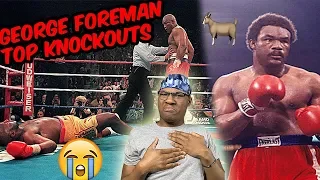 Reacting to TOP 10 GEORGE FOREMAN BEST KNOCKOUTS! (INSANE) MOST CRAZIEST VIDEO I EVER WATCHED😱