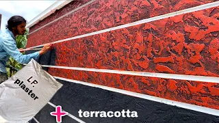 New terracotta metalic wall texture putty design|texture wall design exterior