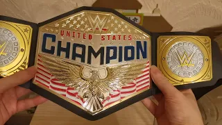 WWE Blue Universal Title and Brand new United States Championship Belts. Unboxing Review, Mattel.