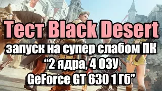 Тест Black Desert запуск на супер слабом ПК (2 ядра, 4 ОЗУ, GeForce GT 630 1 Гб)