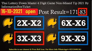 16-10-2021 Thai Lottery Down Master 4 Digit Game Non-Missed Tip 2021 By InformationBoxTicket