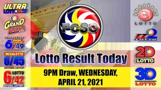 6/45 Lotto Result Today, Wednesday, April 21, 2021 | Jackpot Prize Reaches up to Php 106,174,504.80