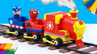 DIY un tren mixto Superhéroe hombre araña, Ironman, Capitán América con Arcilla | Super Clay ES