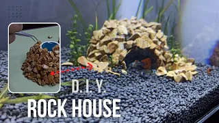 I build ROCK HOUSE for my aquarium guppy Fish 😎Easy | Aquarium Decoration #hidingspot @LushAqua