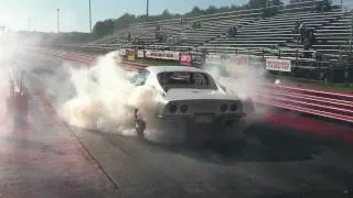 2011 Pure Stock Muscle Car Drag Race - Firebird Vette Burn Out