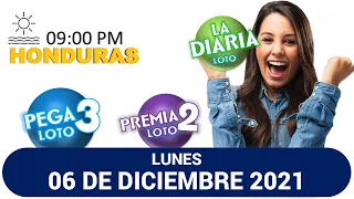Sorteo 09 PM Loto Honduras, La Diaria, Pega 3, Premia 2, LUNES 06 de diciembre 2021 |✅🥇🔥💰