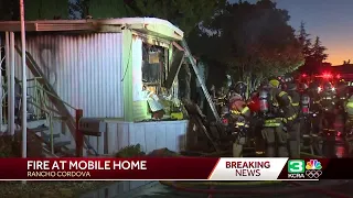 Firefighters rescue 1 person from a burning Rancho Cordova mobile home