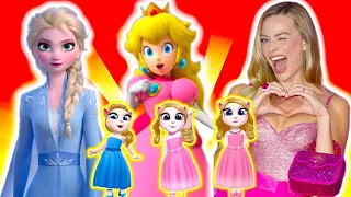 My talking angela 2 Elsa Frozen VS Princess Peach VS Barbie