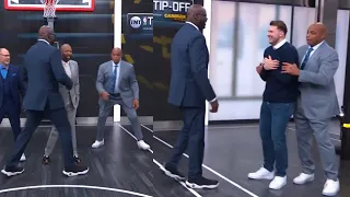 Shaq tries to fight Chuck so Chuck uses Luka Doncic as a human shield 😂