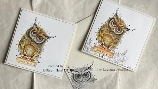 Gus the Owl, Just For You by Jo Rice #laviniastamps #cleancolorpens