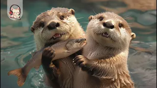 CUTE SEA OTTERS in 4K | RELAX PIANO MUSIC -  Relaxing for Energy the Day | #CutiePieces