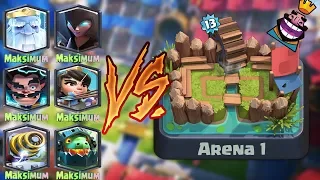 MAX EFSANEVİLERLE 1. ARENADA OYNARSAK NE OLUR? ( Süpriz Efsanevi ) - Clash Royale