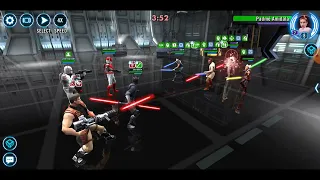 Maul/Gar/ISC/Canderous/Jango (Mando stacking O) fails vs. JMK/CAT/GK/Ahsoka/Padme (30% H): 1 banner