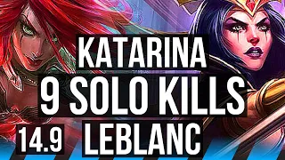 KATARINA vs LEBLANC (MID) | 7k comeback, 9 solo kills, 75k DMG, 65% winrate | KR Master | 14.9