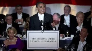 Obama Draws Laughs at Al Smith Dinner