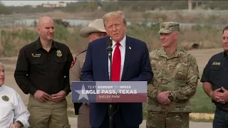 Former president Donald Trump delivers remarks in Eagle Pass