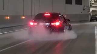 HUGE Burnout in a tunnel by BMW M3 F80 - BRUTAL sound, revs, acceleration!!