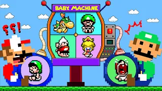 Super Mario Bros: Mario PREGNANT and Luigi PREGNANT pick up a New baby From Vending Machine