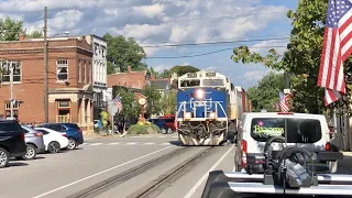 Street Running Train With Rare Locomotive & 2 Mid Train DPUs, 2 Mile Long Train In The Street!  CSX