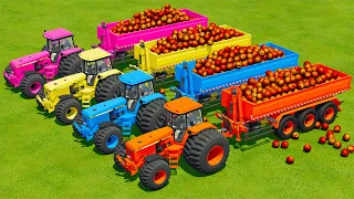 LOAD AND TRANSPORT PEACHES WITH JOHN DERRE TRACTORS - Farming Simulator 22