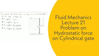 Fluid Mechanics | L21 | A problem on hydrostatic force on cylindrical gate | GATE, ESE