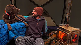 Snow Storm Camping | Braving Snow Squall Warnings with My Pup (16°)