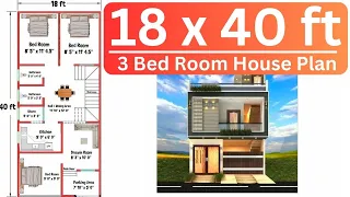 18x40 House Plan East Facing | 18x40 House Design | 18x40 House Plan 3 BHK | Parking Space