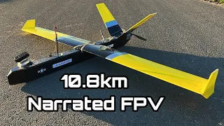Narrated Long Range FPV - 10.8km Low Altitude Cruise - Airplane Setup & Flight
