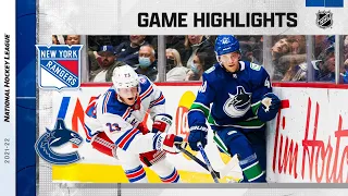 Rangers @ Canucks 11/2/21 | NHL Highlights