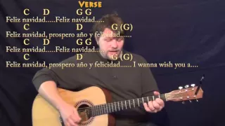 Feliz Navidad (Christmas) Strum Guitar Cover Lesson in G with Chords/Lyrics - G C D Em