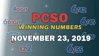 P29M Jackpot Grand Lotto 6/55, EZ2, Suertres, 6Digit, Lotto 6/42 | November 23, 2019